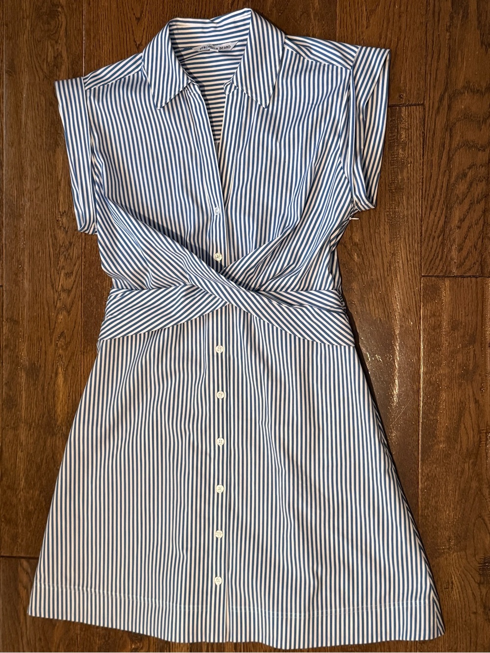 Veronica Beard Nagano Dress Blue White Stripe Shirtdress 6 EXCELLENT Condition